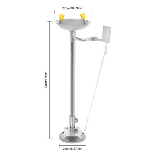 304 Stainless Steel Emergency Eyewash Station Eye Wash Station 3.17Gal/min Floor Standing Eye Wash Unit with Foot Pedal Filter
